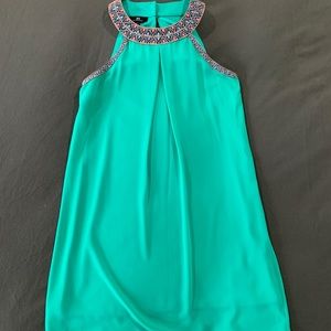 Green Embroidered Mini Dress